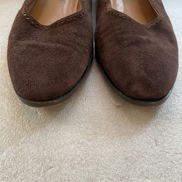 Vintage Harold's Shoes Women US 6.5 B Brown Suede Leather Slip On Flats Italy‎ - Picture 4 of 10